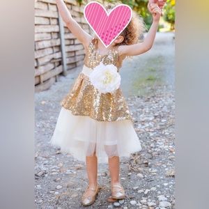 Only Little Once fancy gold and cream dress